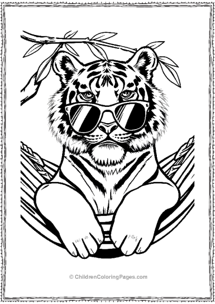 A Tiger Wearing Sunglasses And Relaxing On A Hammock Free PDF Printable