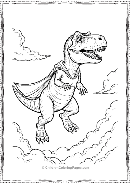 A Velociraptor Dressed As A Superhero Flying Through Free PDF Printable