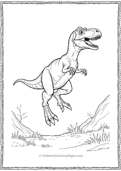 A Velociraptor Leaping Through The Air With Claws Free PDF Printable