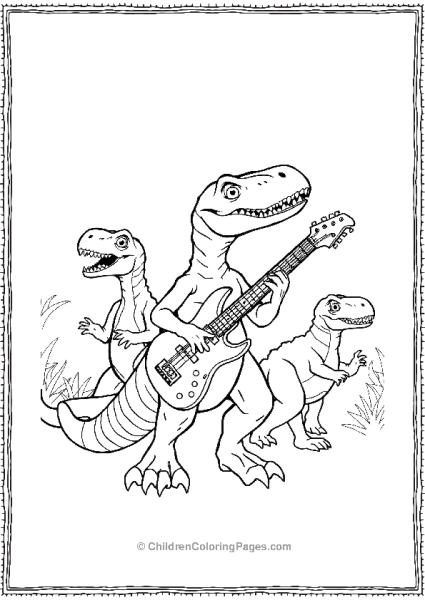 A Velociraptor Playing Guitar In A Band Free PDF Printable