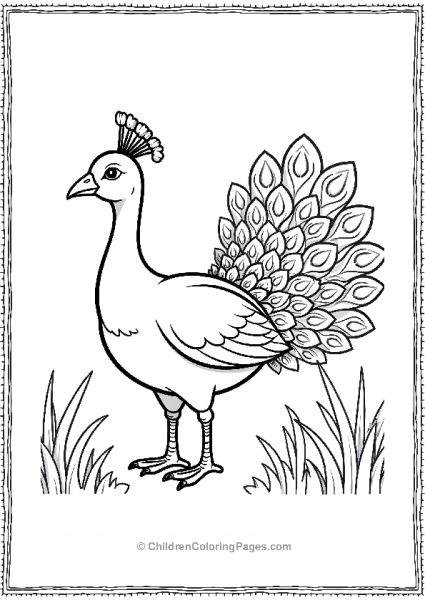 A Very Basic Peacock Standing In A Field Of Grass Free PDF Printable