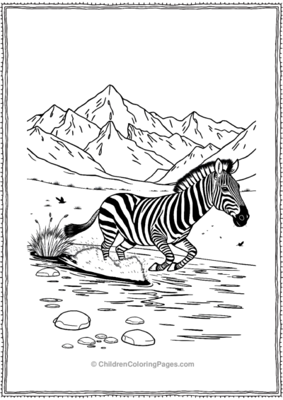 A-Zebra-Galloping-Across-A-River Free PDF Printable