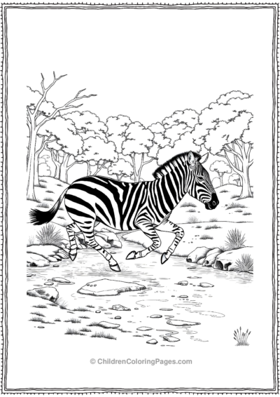 A-Zebra-Running-Across-A-Detailed-Riverbed Free PDF Printable