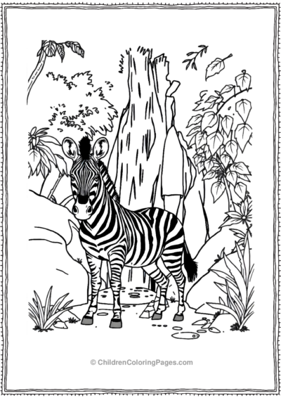 A-Zebra-Standing-Near-A-Waterfall Free PDF Printable