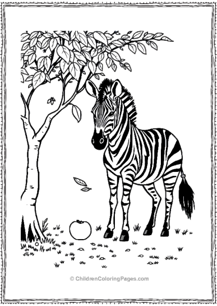 A Zebra Standing Next To A Tree Free PDF Printable