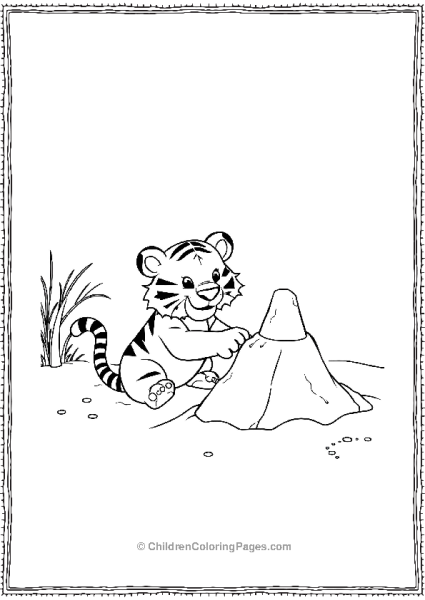 A Cartoon Tiger Playing In The Sand Free PDF Printable