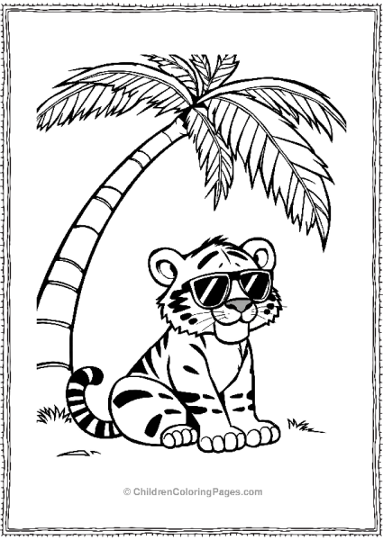 A Cartoon Tiger Wearing Sunglasses Sitting Under Free PDF Printable