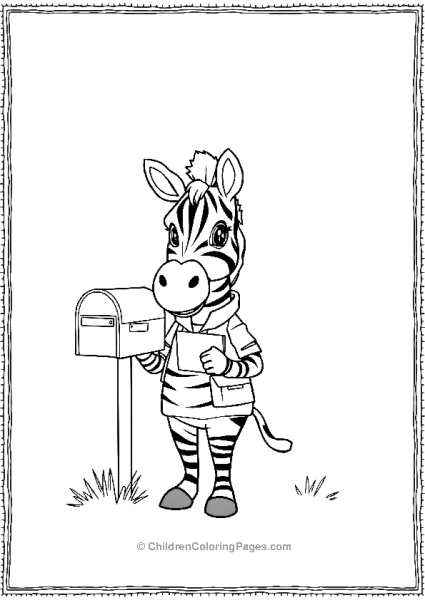 A Cartoon Zebra Dressed As A Mail Carrier Free PDF Printable