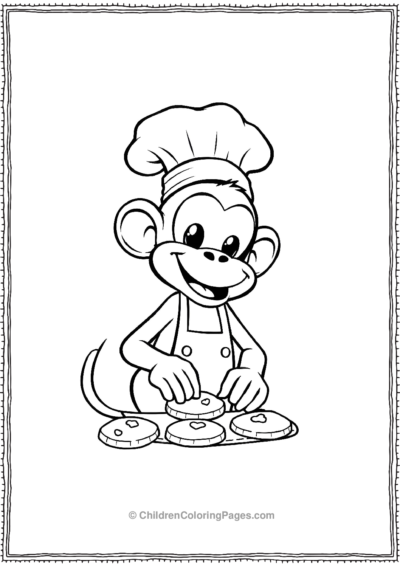 A-cartoon-monkey-baking-cookies Free PDF Printable