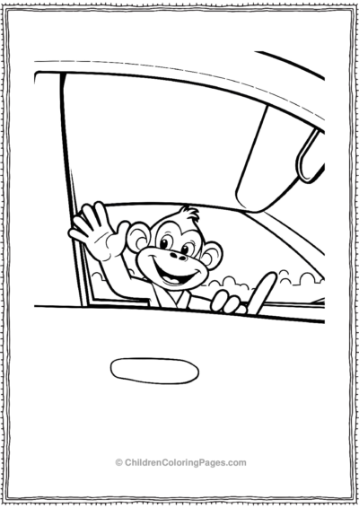 A-cartoon-monkey-driving-a-car Free PDF Printable