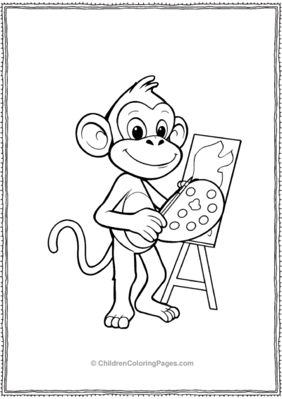 A-cartoon-monkey-painting-a-picture Free PDF Printable