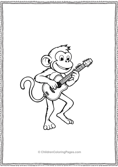 A-cartoon-monkey-playing-a-guitar Free PDF Printable