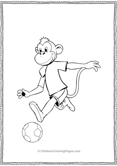 A-cartoon-monkey-playing-soccer Free PDF Printable