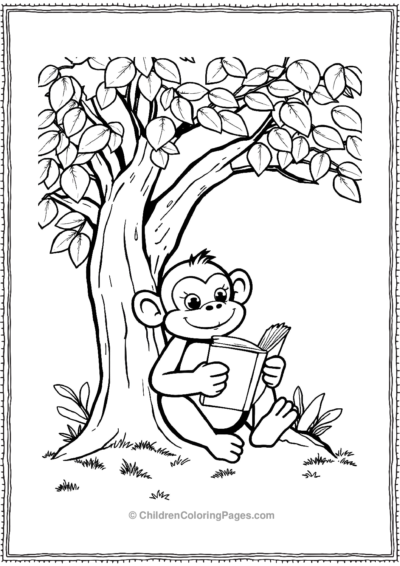 A-cartoon-monkey-reading-a-book Free PDF Printable