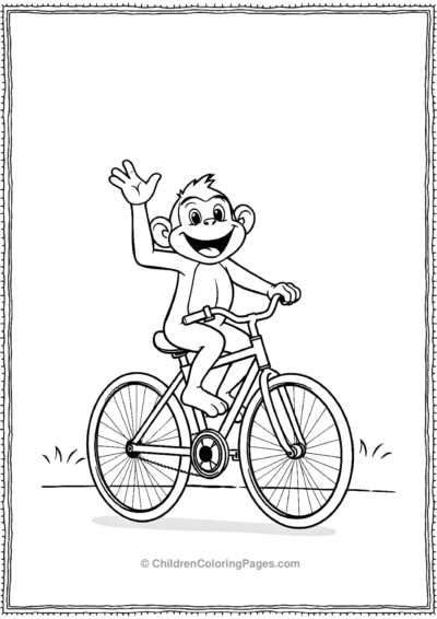 A-cartoon-monkey-riding-a-bicycle Free PDF Printable