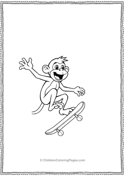 A-cartoon-monkey-skateboarding Free PDF Printable