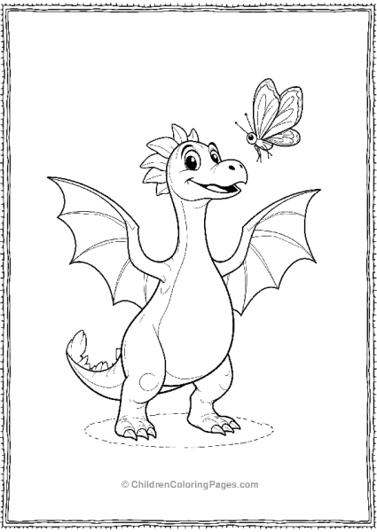 A Cartoon Pterodactyl Catching A Butterfly Free PDF Printable