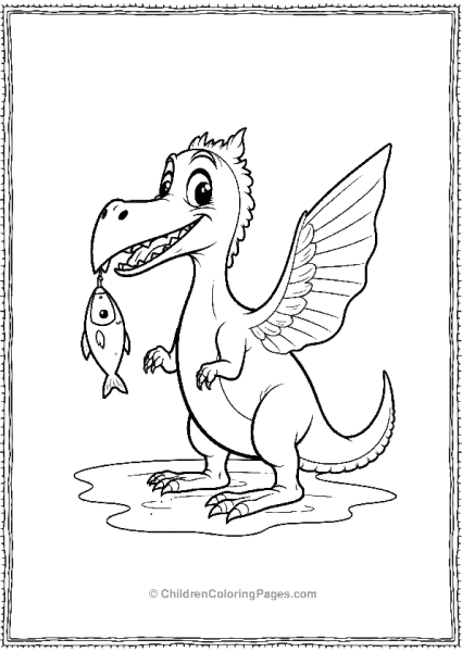 A Cartoon Pterodactyl Catching A Small Fish Free PDF Printable