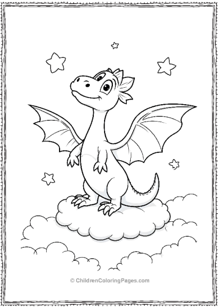 A Cartoon Pterodactyl Floating On A Cloud Free PDF Printable