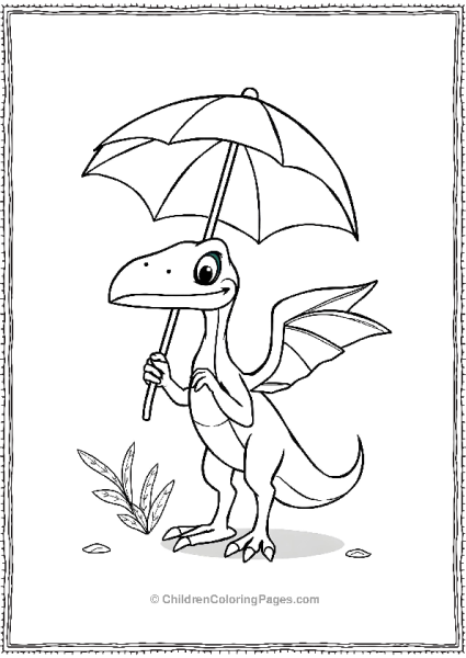 A Cartoon Pterodactyl Holding A Large Leaf Free PDF Printable