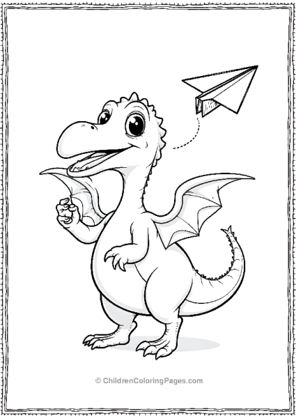 A Cartoon Pterodactyl Holding A Paper Airplane Free PDF Printable