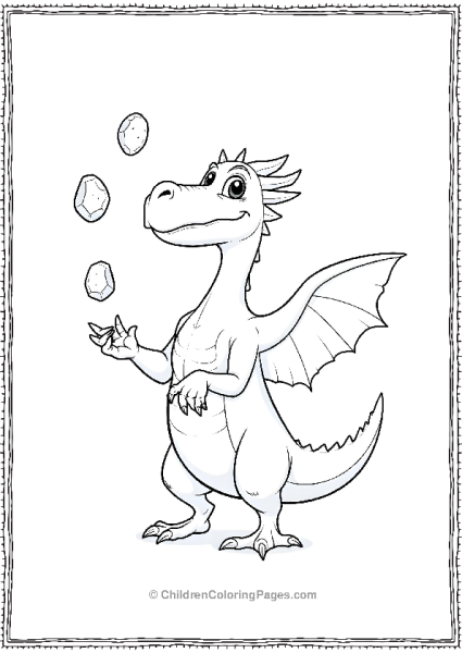 A Cartoon Pterodactyl Juggling Small Stones Free PDF Printable