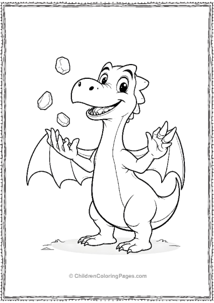 A Cartoon Pterodactyl Juggling Tiny Stones Free PDF Printable