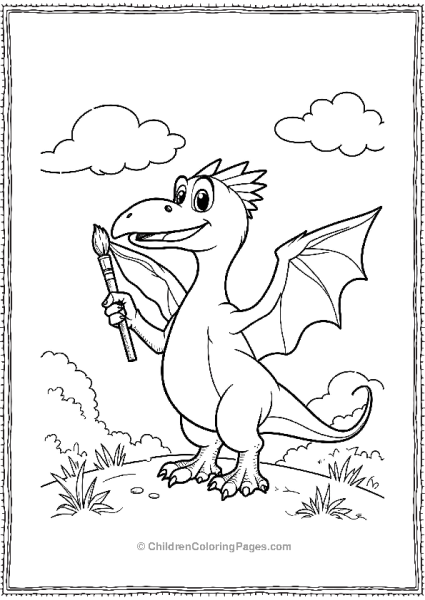 A Cartoon Pterodactyl Painting The Sky Free PDF Printable