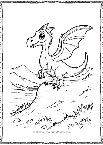 A Cartoon Pterodactyl Perched On Top Of A Hill Free PDF Printable