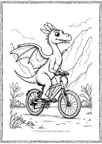 A Cartoon Pterodactyl Riding A Bicycle Free PDF Printable