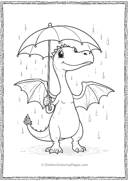 A Cartoon Pterodactyl With Wings Holding An Umbrella Free PDF Printable