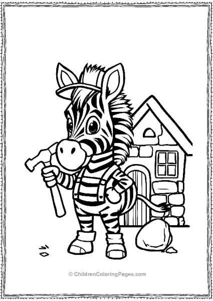 A Cute Zebra As A Builder Holding A Hammer Free PDF Printable