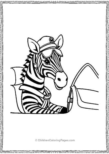 A Cute Zebra As A Pilot Wearing A Cap Free PDF Printable