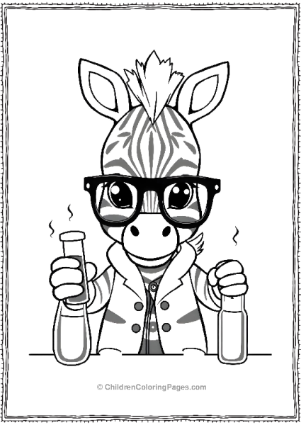 A Cute Zebra As A Scientist Holding Test Tubes Free PDF Printable