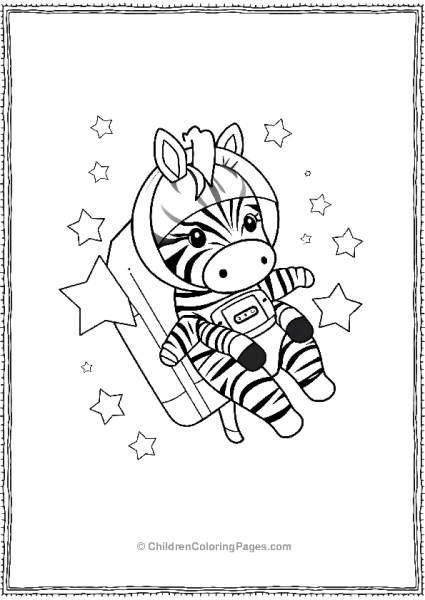 A Cute Zebra As An Astronaut Floating In Space Free PDF Printable