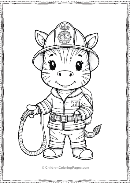 A Cute Zebra Dressed As A Firefighter Free PDF Printable