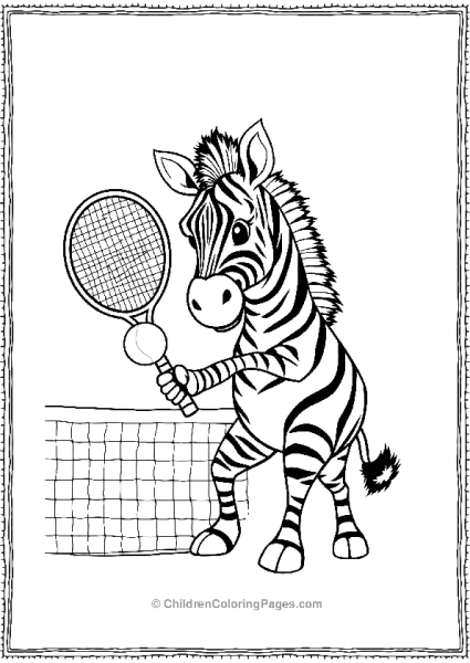 A Cute Zebra Holding A Tennis Racket Free PDF Printable