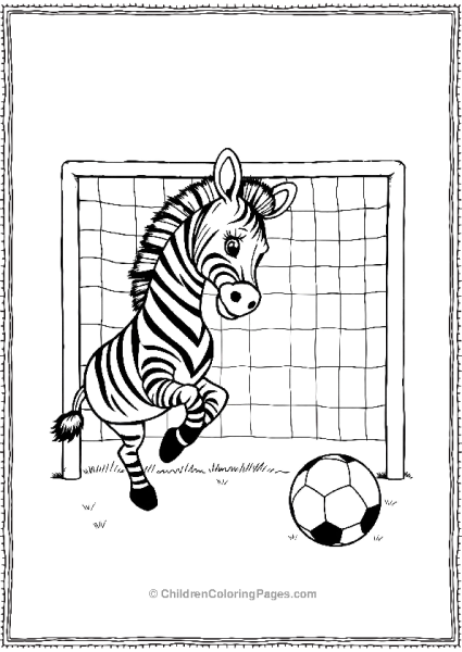 A Cute Zebra Playing A Soccer Ball Free PDF Printable