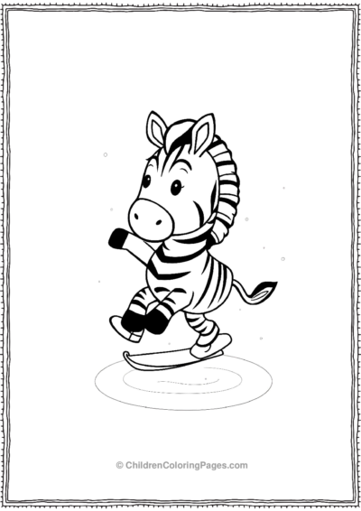 A-kawaii-Zebra-Skating-On-A-Smooth-Ice-Ring Free PDF Printable