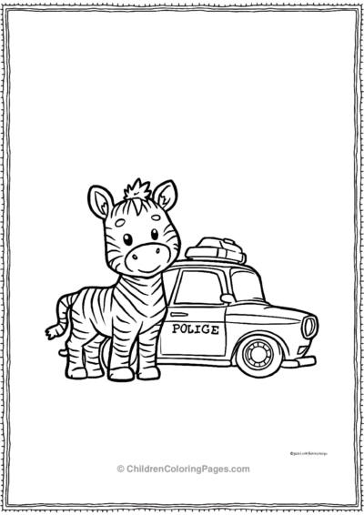 A-kawaii-Zebra-Wearing-A-Police-Uniform Free PDF Printable