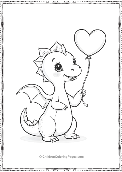 A Kawaii Baby Pterodactyl Holding A Tiny Heartshape Free PDF Printable