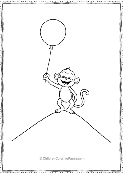 A-kawaii-monkey-holding-a-balloon Free PDF Printable