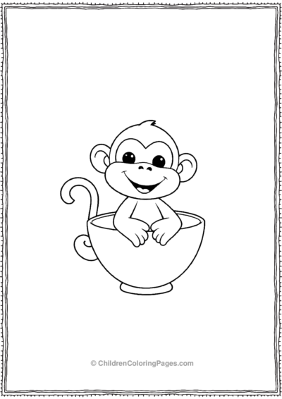 A-kawaii-monkey-in-a-teacup Free PDF Printable