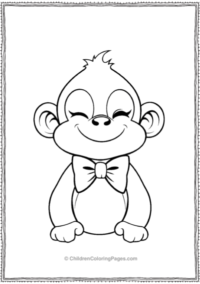 A-kawaii-monkey-wearing-a-bow-tie Free PDF Printable