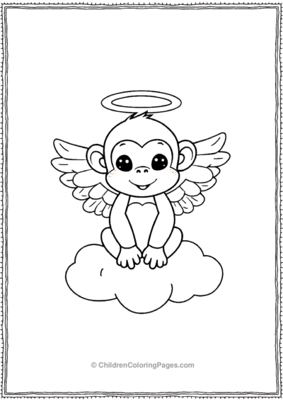 A-kawaii-monkey-with-angel-wings Free PDF Printable