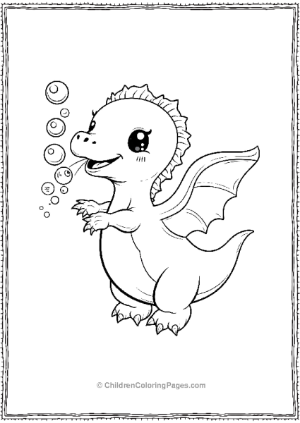 A Kawaii Pterodactyl Blowing Bubbles Free PDF Printable