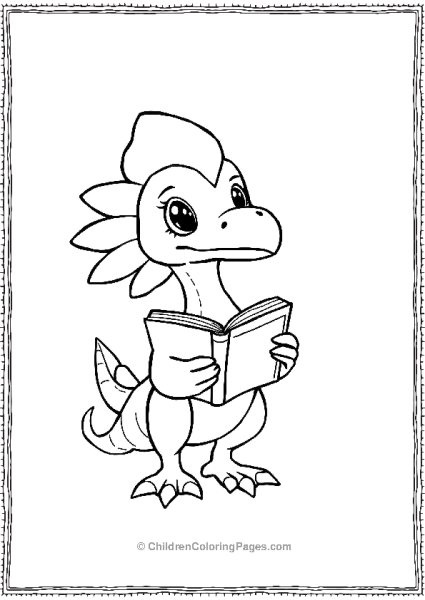 A Kawaii Pterodactyl Holding A Tiny Book  Free PDF Printable