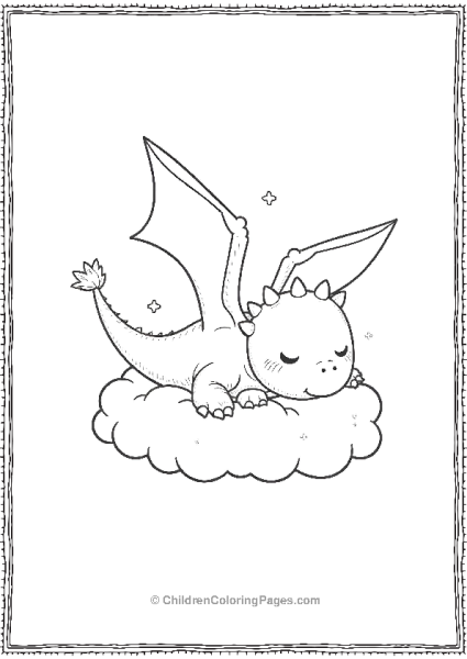 A Kawaii Pterodactyl Sleeping On A Fluffy Cloud Free PDF Printable