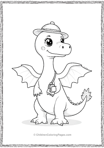 A Kawaii Pterodactyl Wearing A Small Hat Free PDF Printable