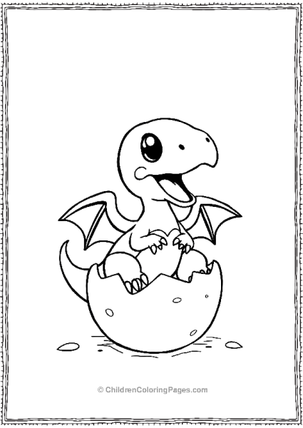 A Kawaii Style Baby Pterodactyl Hatching From An Egg Free PDF Printable